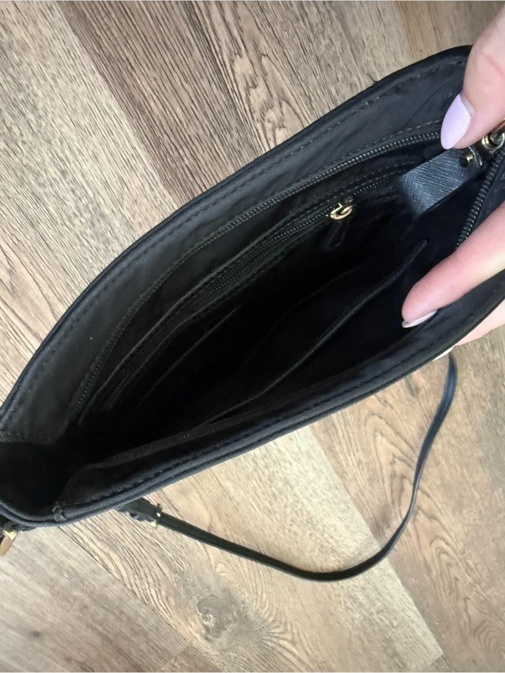 Michael Kors Black Nylon Crossbody with Gold Hardware